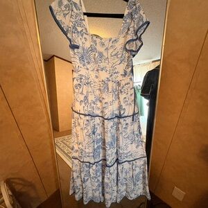 Floral Blue and White Women's Dress